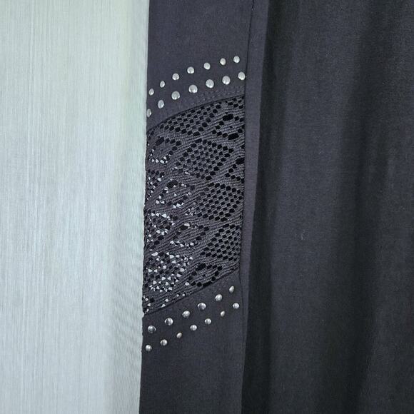 Roaman's Black Legging Lace Inserts Studs Cotton - size 14/16 - EUC (NWOT?) - Picture 4 of 10